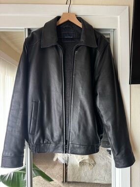 Tommy Hilfiger Black Leather Bomber Jacket